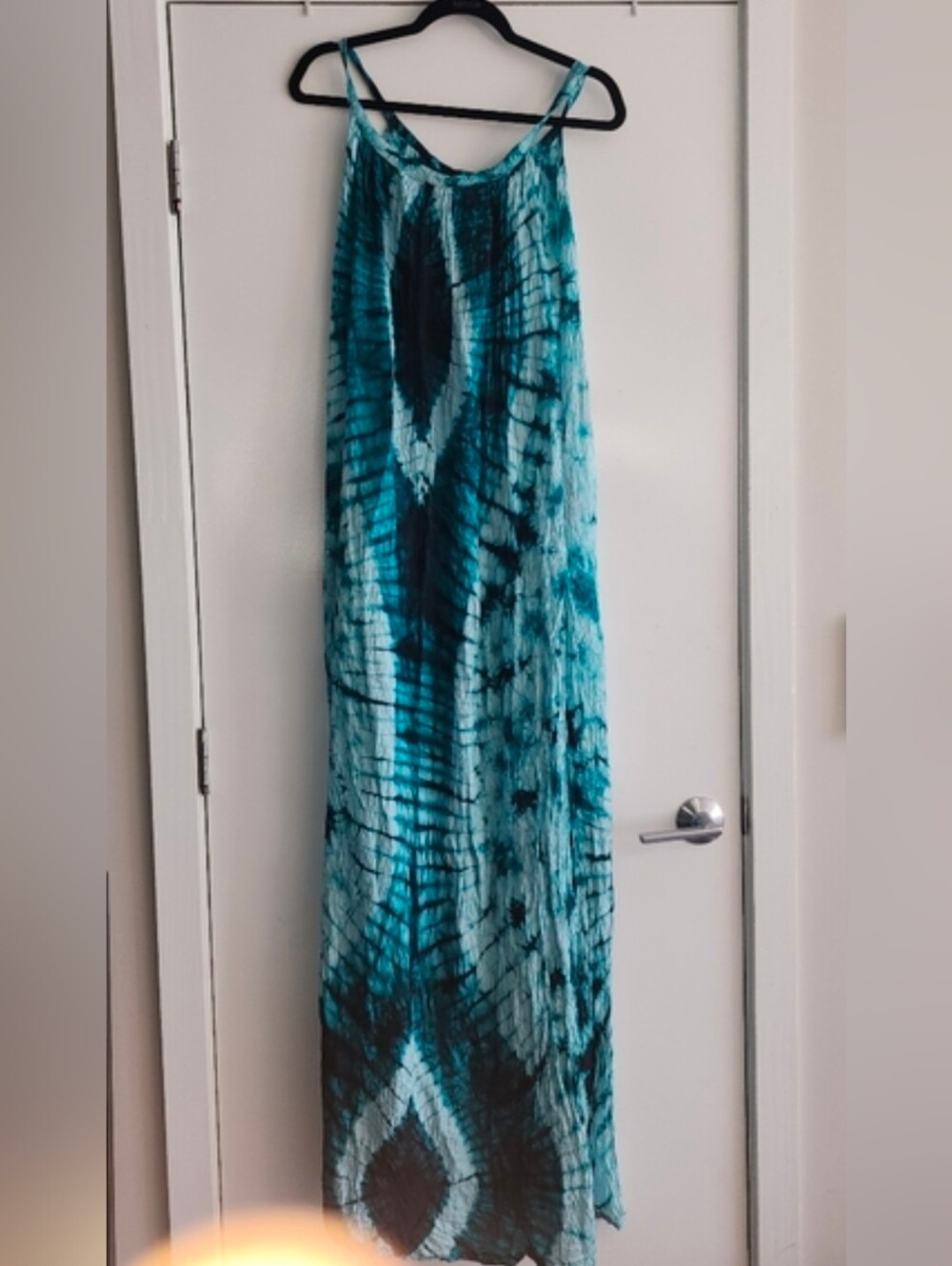 African Print Tie Dye Maxi Dress-Green View 2
